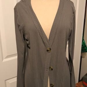 Sz L Long Cardigan Green